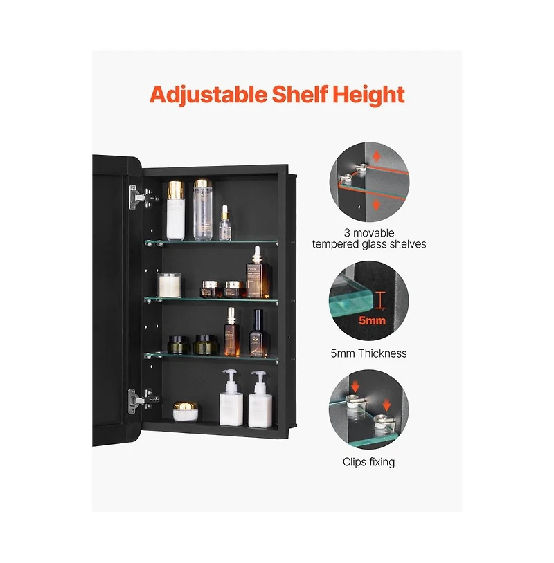 Slickblue Mirror Medicine Cabinet with Adjustable Interior Shelves for Bathroom Organization