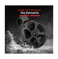 Pyle 6.5'' Water-Resistant Marine Speakers + 2 Channel Amplifier + Wireless Bt Audio Controller for Boat Stereo (1200W)