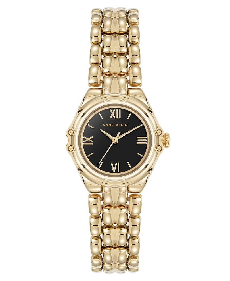 Anne Klein Women's Quartz Round Capital Gold-Tone Metal Alloy Bracelet Watch, 28mm