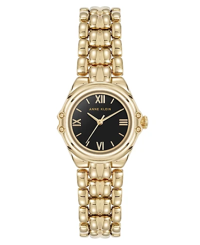 Anne Klein Women's Quartz Round Capital Gold-Tone Metal Alloy Bracelet Watch, 28mm