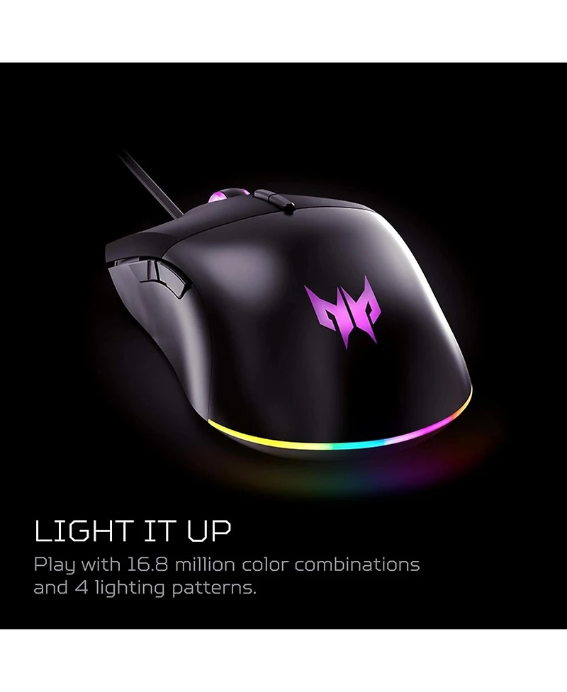 Acer Predator Cestus 330 Gaming Mouse | PixArt 3335 Sensor | Adjustable Dpi | 16.8 Million Rgb Lighting | Nvidia Reflex