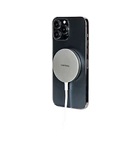 Ventev 15W Ultrafast Wireless Magnetic Charger with Extra-Long 10 Foot Alloy Cable-Silver
