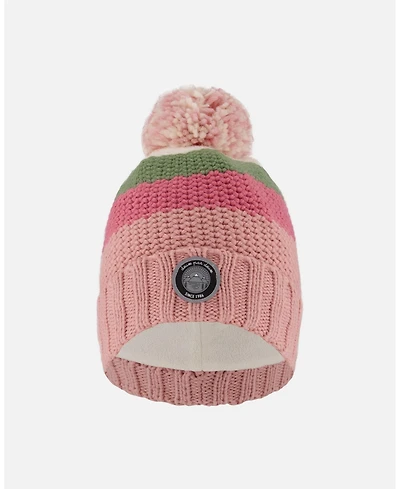 Deux par Girl Lined Knit Pompom Hat Pink and Green - Toddler|Child