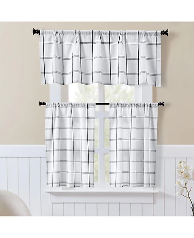 Kate Aurora Pacifico Complete 3 Piece Rod Pocket Embroidered Tier & Valance Kitchen Curtain Set