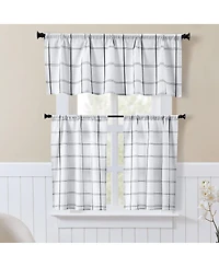 Kate Aurora Pacifico Complete 3 Piece Rod Pocket Embroidered Tier & Valance Kitchen Curtain Set