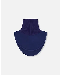 Deux par Kids Unisex Polar Fleece and Knit Neckwarmer Navy Blue - Toddler|Child
