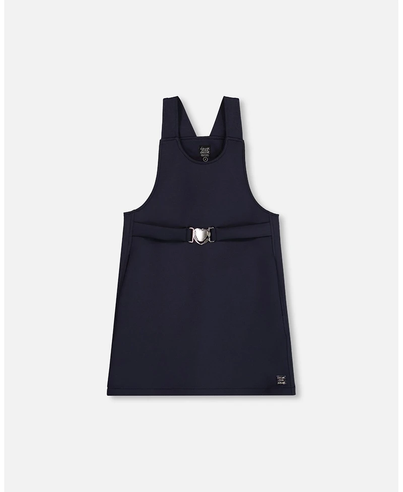 Deux par Girl Milano Jumper Dress Navy Blue with Buckle Detail