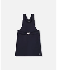 Deux par Girl Milano Jumper Dress Navy Blue with Buckle Detail