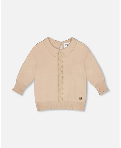 Deux par Girl 3/4 Sleeve Knitted Sweater Beige