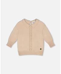 Deux par Girl 3/4 Sleeve Knitted Sweater Beige
