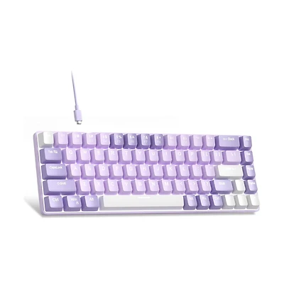risokeys Portable 60% Mechanical Gaming Keyboard, Mk-Box Led White Backlit Compact 68 Keys Mini Wired Office Keyboard with Red Switch for Windows Lapt
