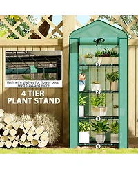 Outsunny 4 Tier Mini house w/ Screen Roof, Reinforced Pe Cover,