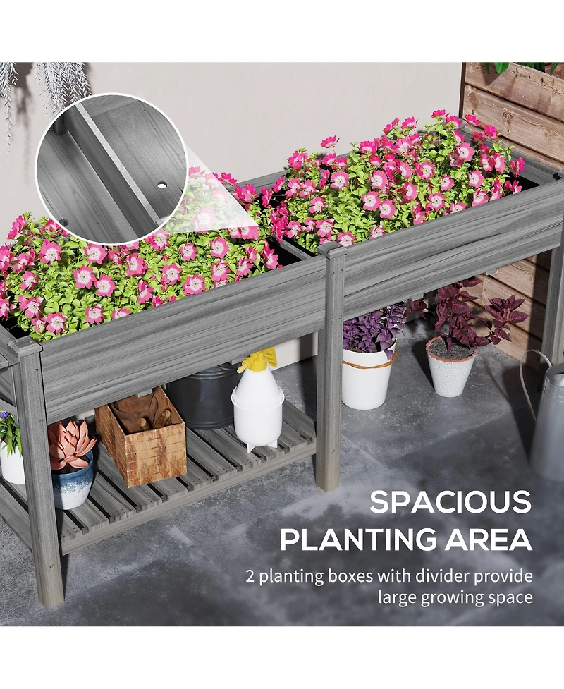 Outsunny Raised Garden Bed, Wood Raised Planter with Liners,