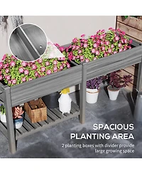 Outsunny Raised Garden Bed, Wood Raised Planter with Liners,