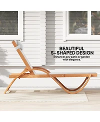 Outsunny Larch Wood Lounge Chair, 4-Level Adjustable ning