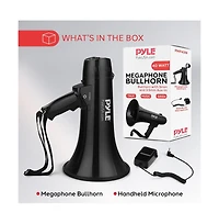 Pyle Megaphone Bullhorn with Aux Input for MP3/Music, Automatic Siren, 40 Watt