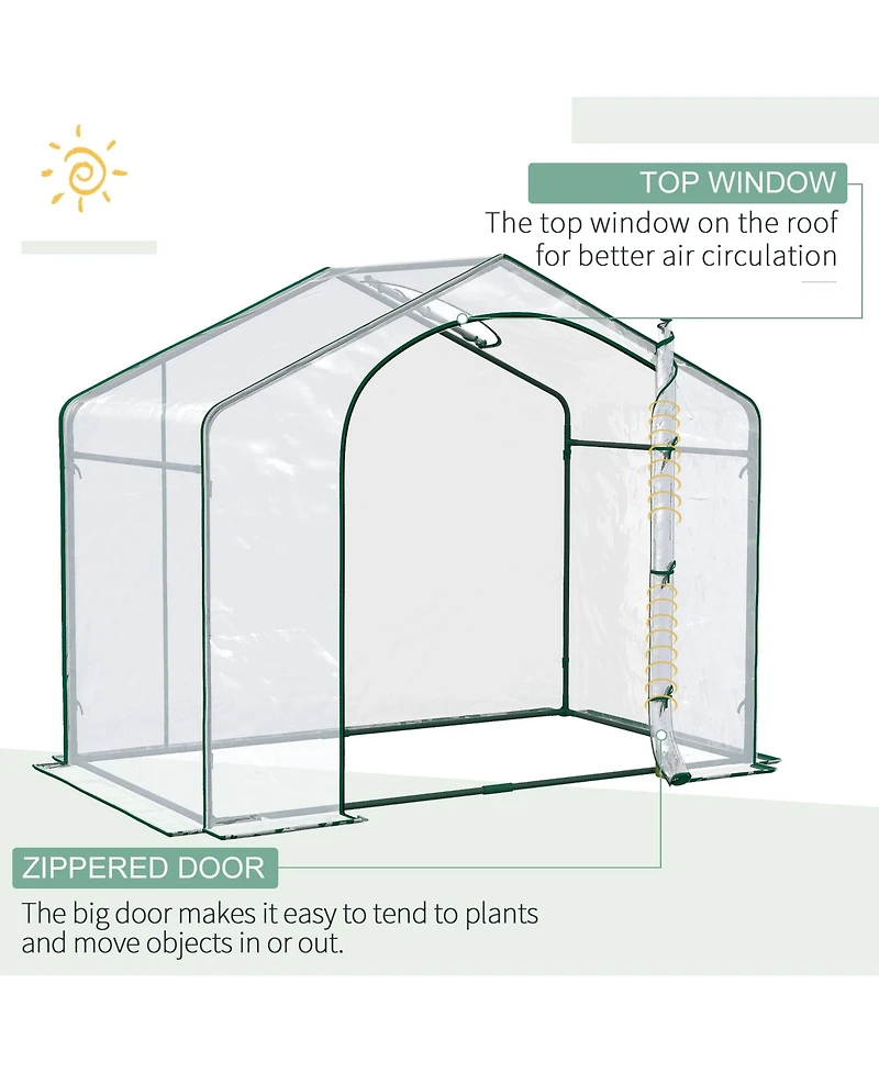 Outsunny Portable Walk-in house, Pvc Cover, Door, Top Vent,