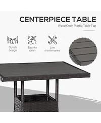 Outsunny 3pc Patio Furniture, Wicker Reclining Chairs & Table,