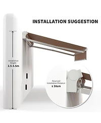 Outsunny 8' x 6.6' Patio Retractable Awning, Manual Sun Shade, Mixed