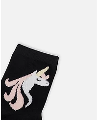 Deux par Girl 3-Pack Knit Socks Black and Pink - Toddler|Child