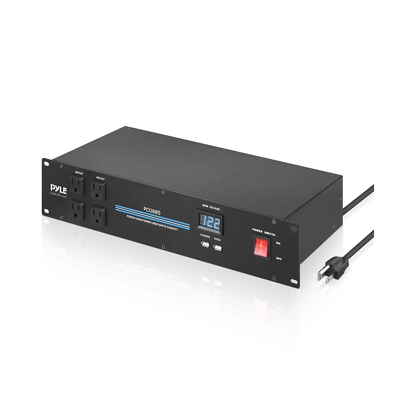 Pyle 19'' Rack Mount Power Conditioner - 3600 Watt Power Conditioner w/ 18 Outlets