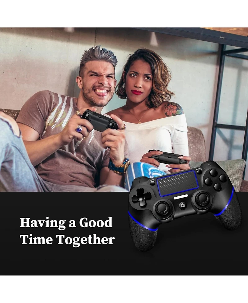 Nbcp Pack Wireless PS4 Controllers, Motion Sensing, Non-Slip Grip, Built-in Speaker & 3.5mm Audio Jack - Compatible with PS4 Console