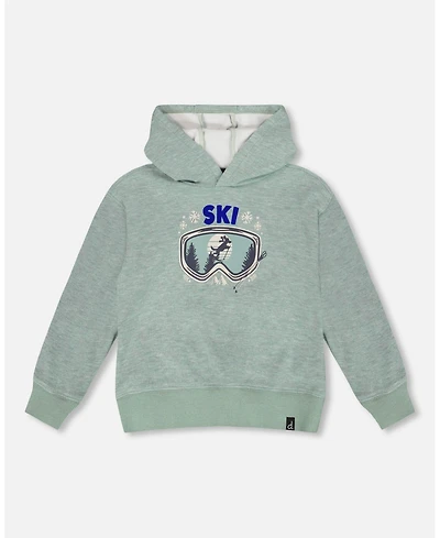 Deux par Boy Super Soft Hooded Brushed Jersey Sweatshirt with Graphic Print Green
