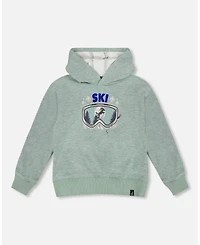 Deux par Boy Super Soft Hooded Brushed Jersey Sweatshirt with Graphic Print Green