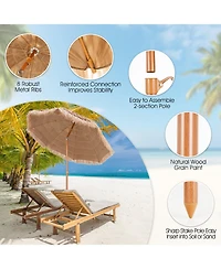 Mecale 7.2 Feet Patio Thatched Tiki Umbrella Hawaiian Hula Beach Umbrella