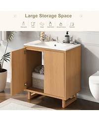 Casainc 30" Solid Wood Bathroom Vanity Set with Sink and Storage Cabinet, Durable & Elegant