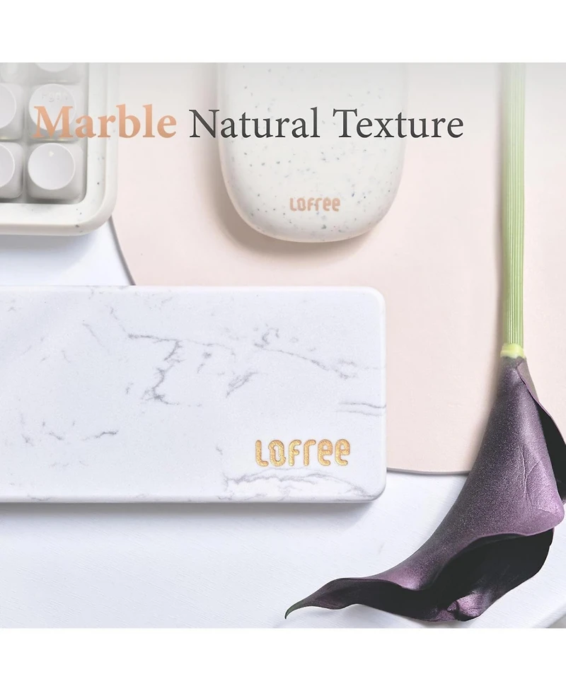 Lofree Zero Artz Mechanical Keyboard with Marble Palm Rest, 75% Rechargeable Hot-swappable Keyboards with 3 Types of Connection