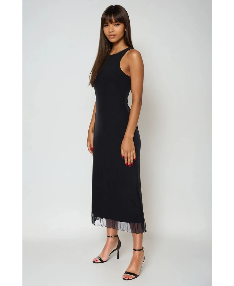 Bebe Women's PowerMesh A-line Maxi Dress