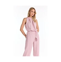 The Noli Shop Womens Fernanda Linen Jumpsuit - Blush