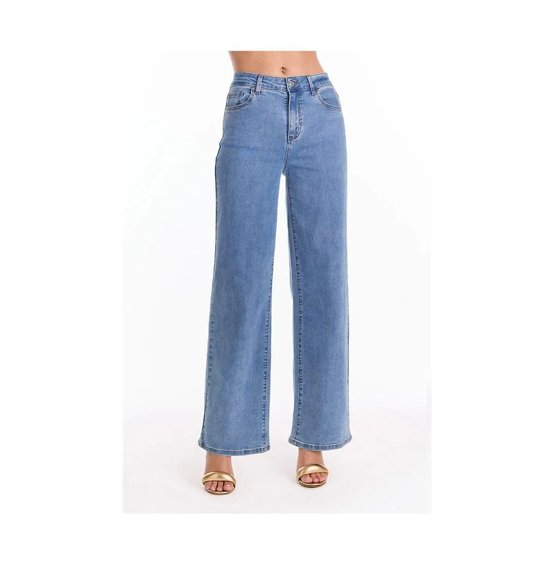 The Noli Shop Womens Dahlia High Rise Relaxed Jean - Medium Blue