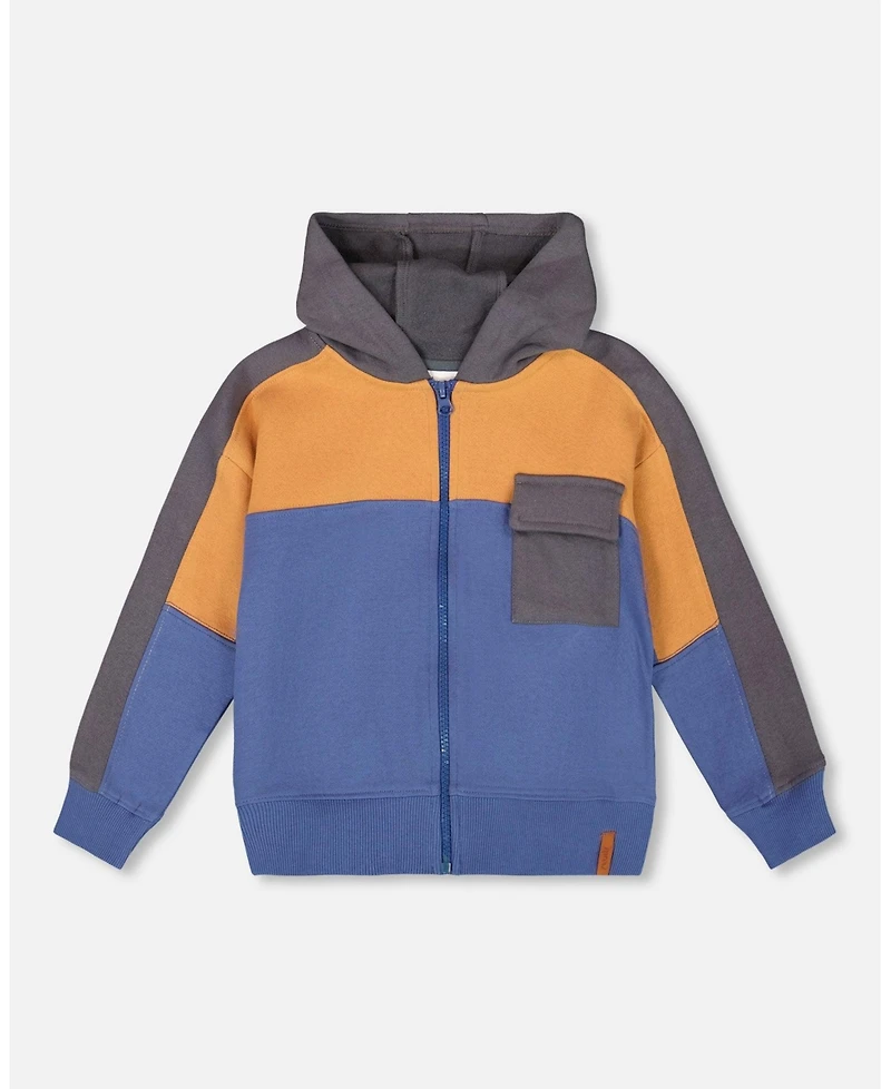 Deux par Big Boys Full Zip Fleece Color Block Sweatshirt
