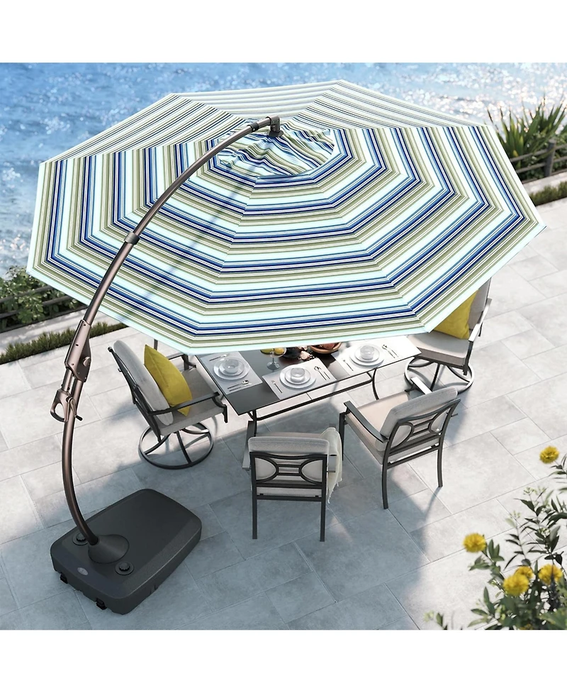 Mondawe 113 Sq Ft Cantilever Umbrella W/ Aluminum Pole & Uv-Resistant Canopy,Adjustable Tilt Crank