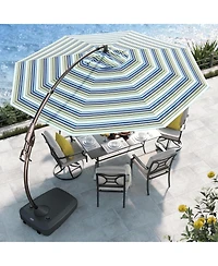 Mondawe 113 Sq Ft Cantilever Umbrella W/ Aluminum Pole & Uv-Resistant Canopy,Adjustable Tilt Crank