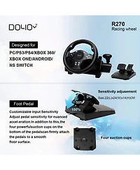 Nbcp Pc Racing Wheel with Pedals & Shifter – 270° Rotation, Dual Vibration, Compatible with PS4, Xbox One, Xbox Series X|S, PS3, Switch &