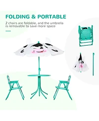 Outsunny Kids Picnic Table Chair Set Outdoor Patio Furniture W/ Umbrella