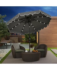 Gymax 9.3 Ft Solar Patio Umbrella w/ 32 Led Lights & Vented Top & Ruffles