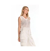 The Noli Shop Women's Addison Sequin Crochet Top - Pearl