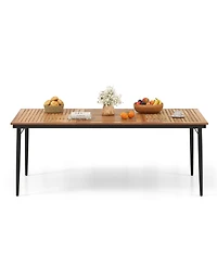 Gymax 79'' Outdoor Dining Table for 8 Acacia Wood Table w/ 1.9'' Umbrella Hole Patio