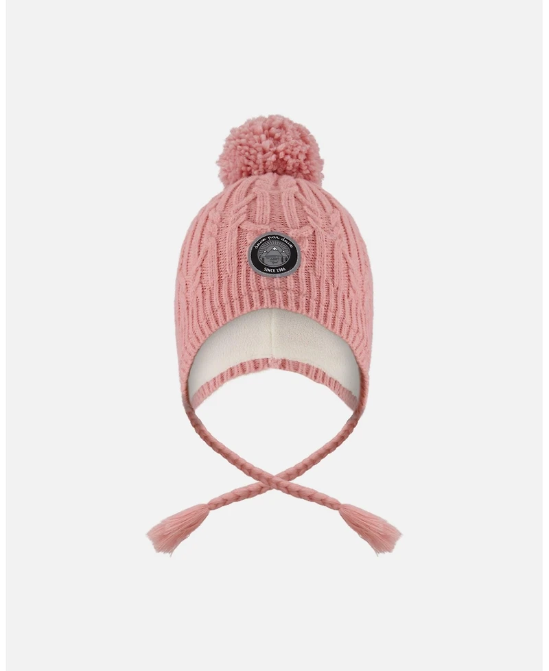 Deux par Girl Lined Winter Hat with Pompom Dusty Pink - Toddler|Child
