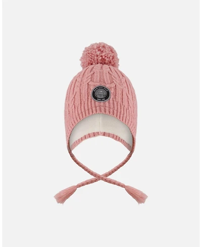 Deux par Girl Lined Winter Hat with Pompom Dusty Pink - Toddler|Child