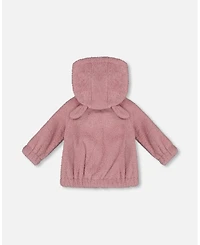 Deux par Girl Hooded Full Zip Cat Plush Jacket Dusty Pink - Child