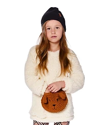 Deux par Big Girls Plush Tunic Off-White with Bear Pocket
