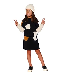Deux par Girl Knitted Skirt Black with Bear Intarsia