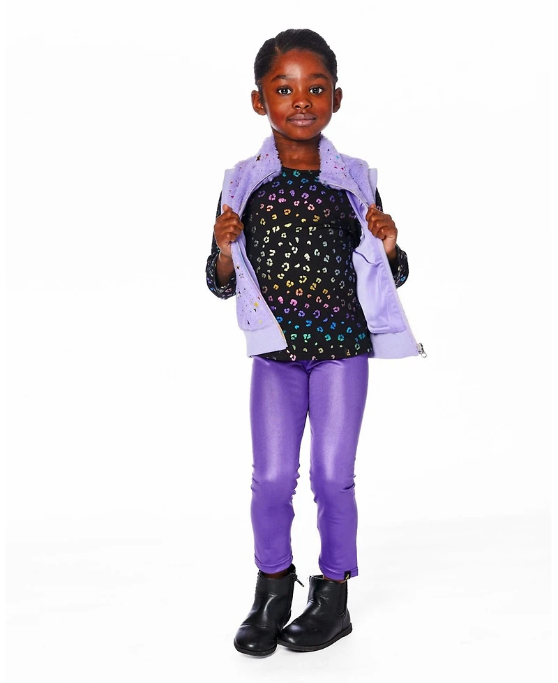 Deux par Big Girls Stretch Jersey T-Shirt Multicolor Leopard Print