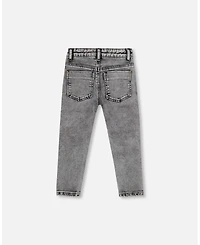 Deux par Boy French Terry Denim Pants with Contrasting Patch
