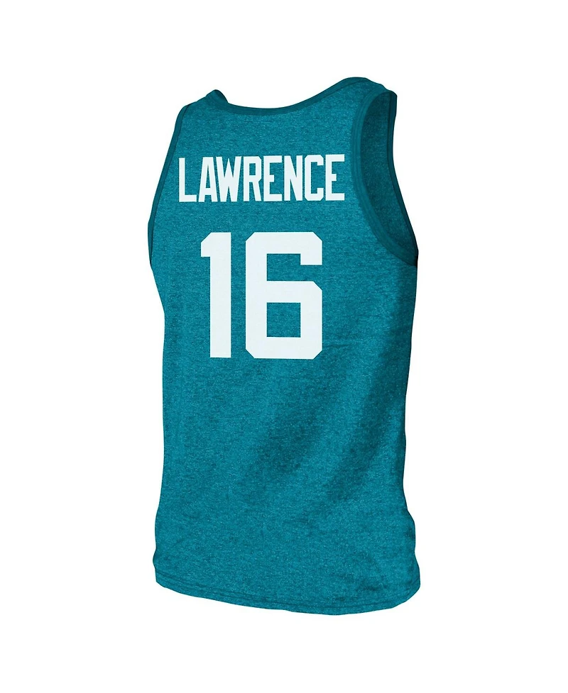 Majestic Threads Men's Trevor Lawrence Teal Jacksonville Jaguars Tri-Blend Player Name Number Tank Top T-Shirt